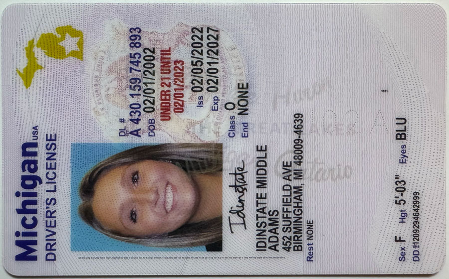 IDINSTATE IDINSTATE.CC New Michigan U21 State Fake ID