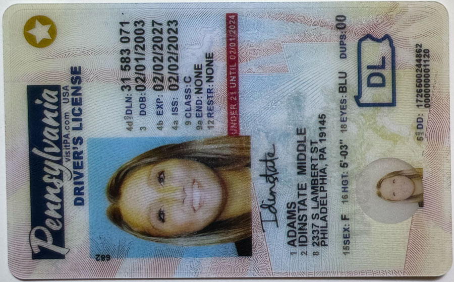 IDINSTATE IDINSTATE.CC New Pennsylvania U21 2022 State Fake ID