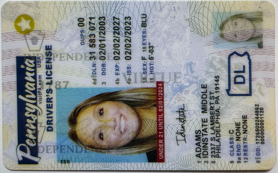 IDINSTATE IDINSTATE.CC New Pennsylvania U21 2022 State Fake ID