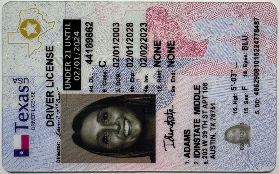 IDINSTATE IDINSTATE.CC New Texas U21 2022 State Fake ID