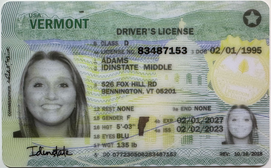 IDINSTATE IDINSTATE.CC New VERMONT State Fake ID