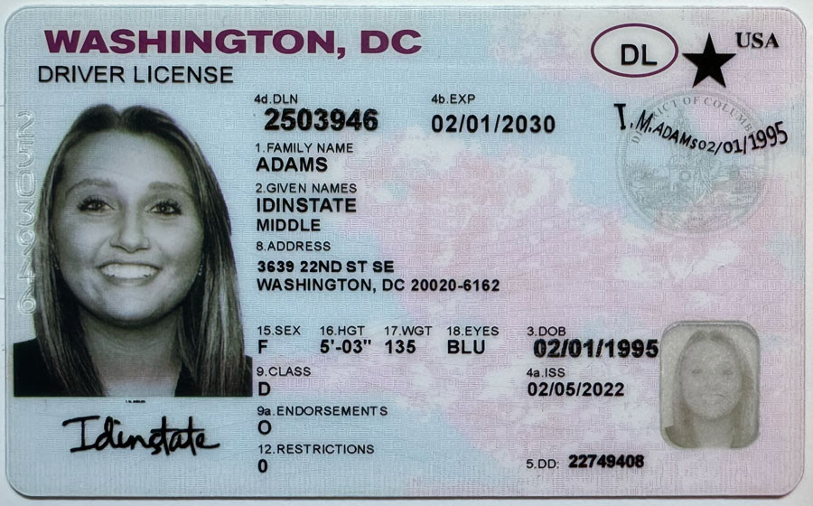 IDINSTATE IDINSTATE.CC New WASHINGTON DC State Fake ID