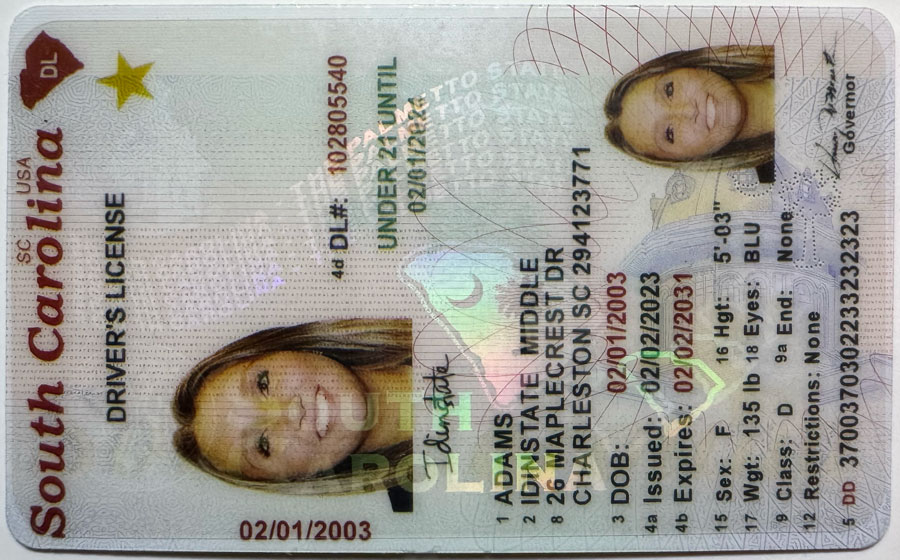 IDINSTATE IDINSTATE.CC New South Carolina U21 State Fake ID
