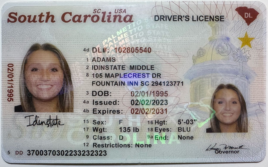 IDINSTATE IDINSTATE.CC New South Carolina  State Fake ID